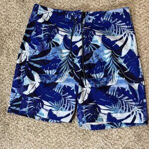Old Navy Board Shorts Mens 30 Blue White Tropical Swim Trunks Quick Dry Beach